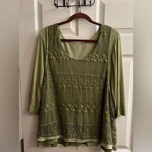 WOMEN’S~ GREEN ASYMMETRICAL BLOUSE~